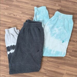 PINK Victoria's Secret Women’s Joggers Set - Gray and Blue Tie-Dye